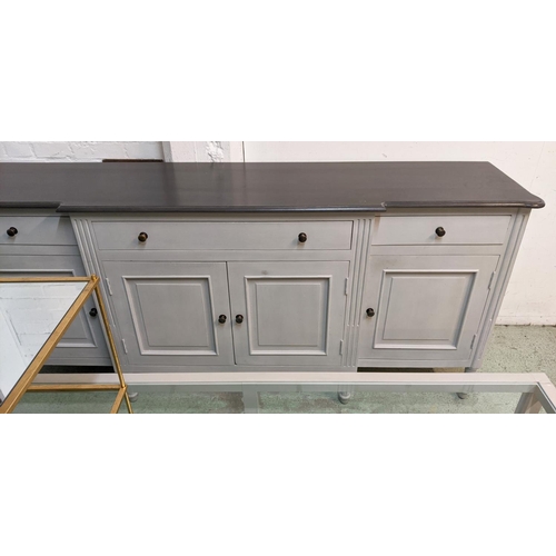 185 - SIDEBOARD, 200cm W x 91cm H x 46cm W, grey painted.