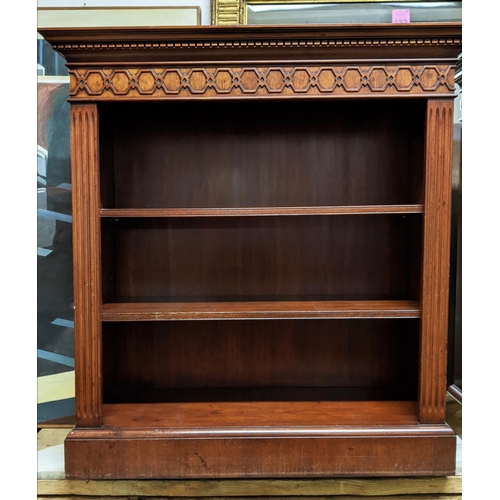 186 - ARTHUR BRETT MODEL2284 BOOKCASES, a pair, each 84cm H x 90cm W x 35cm D, mahogany with fluting and b... 