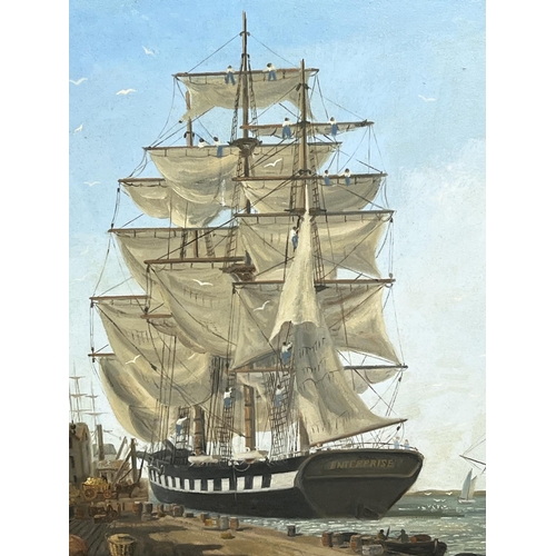 59 - PHILIP KILNER, 'USS Enterprise (built 1799) Dockside', oil on canvas, 49cm x 75cm, signed, framed.