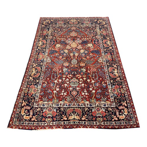 101A - ANTIQUE KASHAN RUG, 196cm x 130cm.