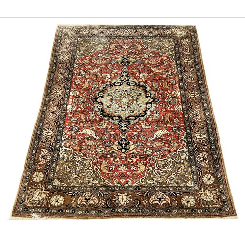 103A - QUM SILK RUG, 145cm x 106cm.