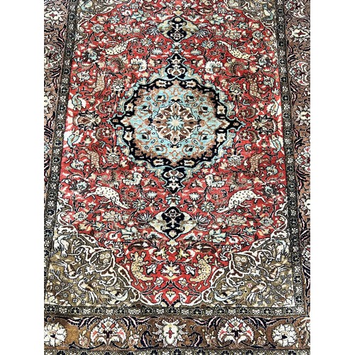 103A - QUM SILK RUG, 145cm x 106cm.