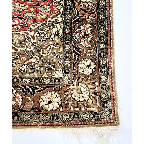 103A - QUM SILK RUG, 145cm x 106cm.