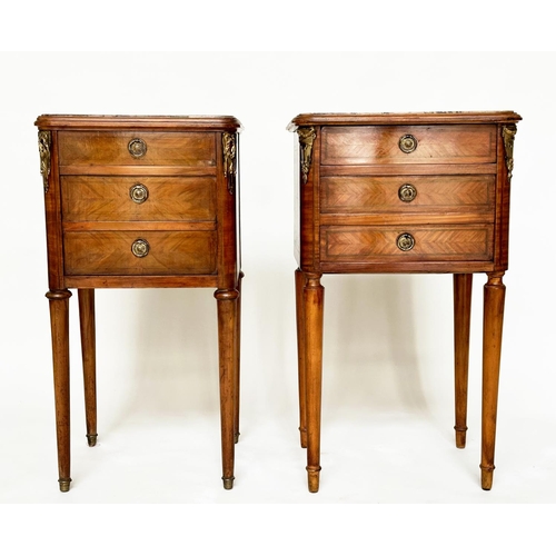 301 - TABLES DE NUIT, a matched pair, kingwood and gilt metal mounted each with drawer and cabinet with dr... 