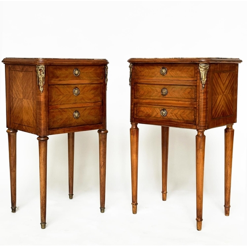 301 - TABLES DE NUIT, a matched pair, kingwood and gilt metal mounted each with drawer and cabinet with dr... 