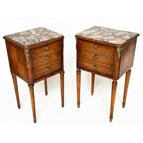 301 - TABLES DE NUIT, a matched pair, kingwood and gilt metal mounted each with drawer and cabinet with dr... 