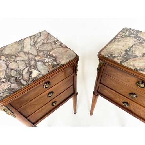 301 - TABLES DE NUIT, a matched pair, kingwood and gilt metal mounted each with drawer and cabinet with dr... 