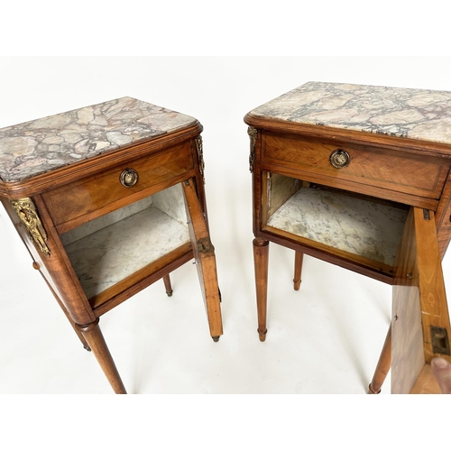 301 - TABLES DE NUIT, a matched pair, kingwood and gilt metal mounted each with drawer and cabinet with dr... 