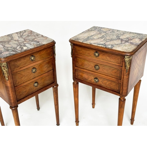 301 - TABLES DE NUIT, a matched pair, kingwood and gilt metal mounted each with drawer and cabinet with dr... 