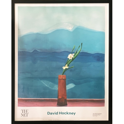 66 - DAVID HOCKNEY, 'Mount Fuji and Flowers', Giclee, 85cm x 62cm, framed. (Published Metropolitan Museum... 