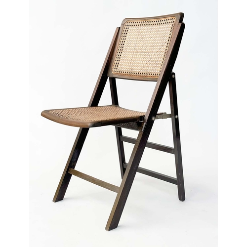 150 - FOLDING DINING CHAIRS, 82cm high, 42cm wide, 45cm deep, a set of four, Habitat beech framed and cane... 