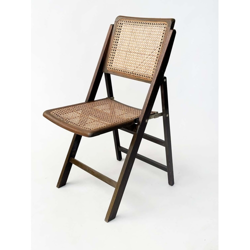 150 - FOLDING DINING CHAIRS, 82cm high, 42cm wide, 45cm deep, a set of four, Habitat beech framed and cane... 