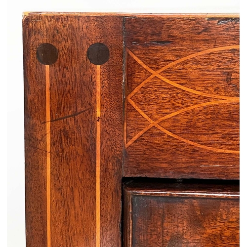 315 - HALL CHEST, Regency flame mahogany and crossbanded of adapted shallow proportions with inlaid frieze... 