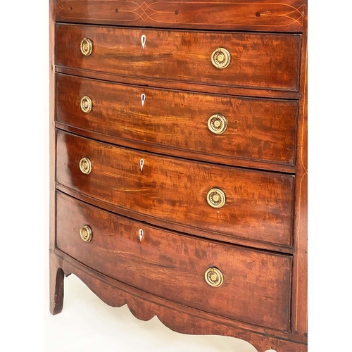 315 - HALL CHEST, Regency flame mahogany and crossbanded of adapted shallow proportions with inlaid frieze... 