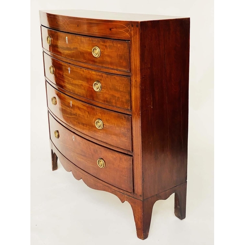 315 - HALL CHEST, Regency flame mahogany and crossbanded of adapted shallow proportions with inlaid frieze... 