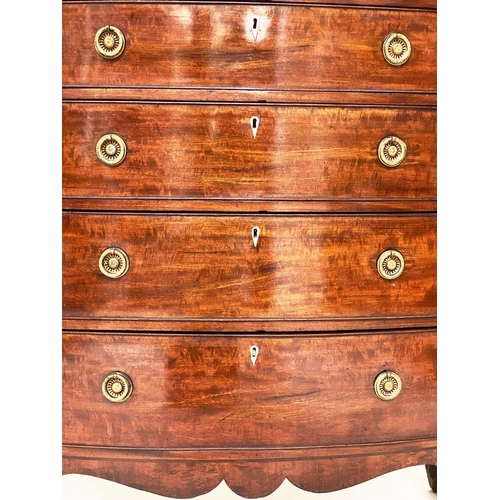 315 - HALL CHEST, Regency flame mahogany and crossbanded of adapted shallow proportions with inlaid frieze... 