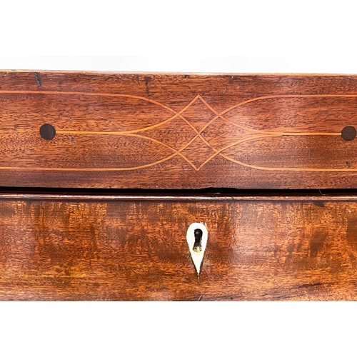 315 - HALL CHEST, Regency flame mahogany and crossbanded of adapted shallow proportions with inlaid frieze... 