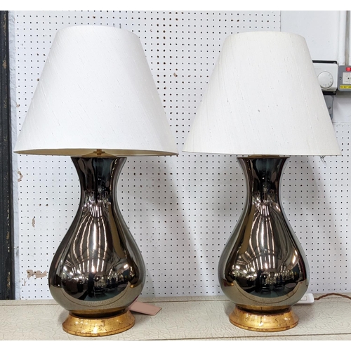 411 - HEATHFIELD & CO LOUISA TABLE LAMPS, a pair, with shades, 75cm H. (2)