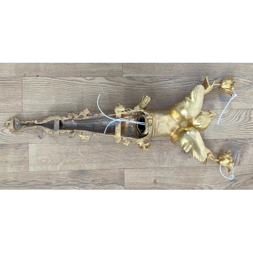 355 - WALL LIGHTS, a pair, 74cm each French Rococo style, cherub form, gilt finish. (2)