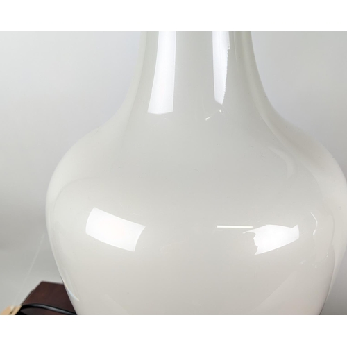 161 - TABLE LAMPS, a pair, each 86cm tall overall, including shade, with white base. (2)