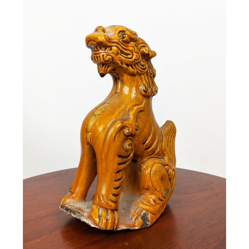 23 - CHINESE MONOCHROME-GLAZED DOG OF FOO, a Chinese seated figural vase bear Christies label, a double f... 