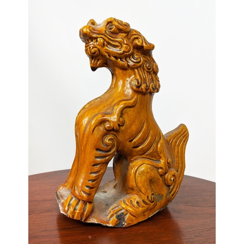 23 - CHINESE MONOCHROME-GLAZED DOG OF FOO, a Chinese seated figural vase bear Christies label, a double f... 