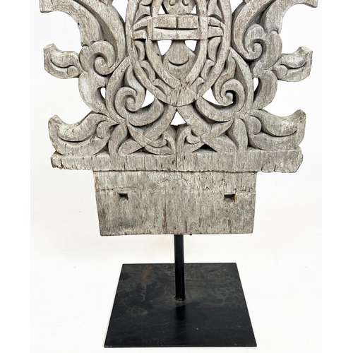 330 - ASIAN ARCHITECTURAL CARVING, on stand, 120cm H.