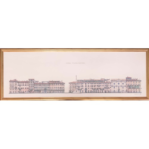 344 - FOUR FRAMED PRINTS, entitled 'Bologna Piazza Maggiore', 'Roma Piazza Navona', 'Piazza Santa Croce', ... 