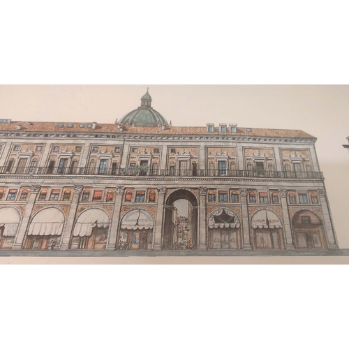 344 - FOUR FRAMED PRINTS, entitled 'Bologna Piazza Maggiore', 'Roma Piazza Navona', 'Piazza Santa Croce', ... 