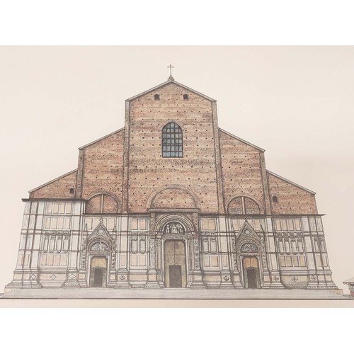 344 - FOUR FRAMED PRINTS, entitled 'Bologna Piazza Maggiore', 'Roma Piazza Navona', 'Piazza Santa Croce', ... 