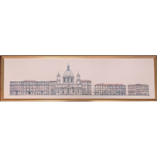 344 - FOUR FRAMED PRINTS, entitled 'Bologna Piazza Maggiore', 'Roma Piazza Navona', 'Piazza Santa Croce', ... 