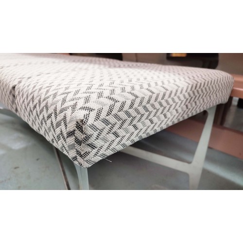 348 - HALL SEAT, contemporary chevron pattern upholstered top, 150cm x 51cm x 51cm.