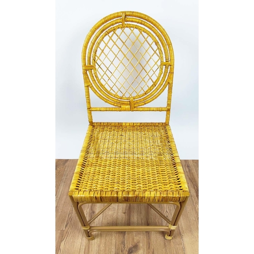 371 - MRS ALICE VIVIENNE RATTAN DINING CHAIRS, a set of six, each 48cm W. (6)