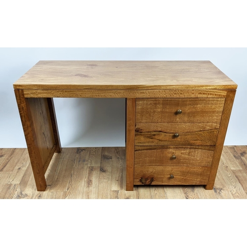 409 - DESK, 120cm x 50cm x 76cm, contemporary mango wood, with four drawers to one side.