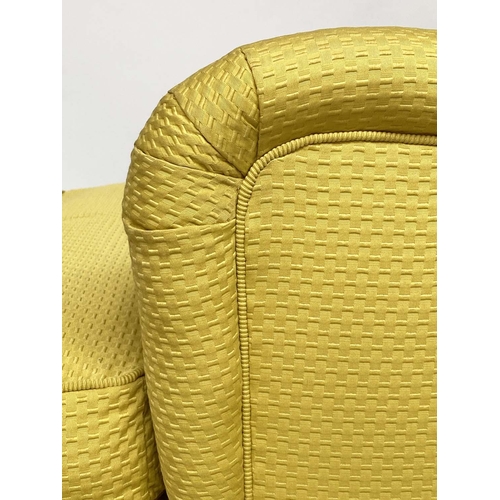 373 - ARMCHAIR, early 20th century, with Colefax and Fowler buttercup yellow 'pico' fabric upholstery and ... 