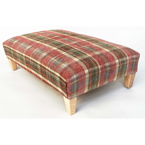 456 - HEARTH STOOL, rectangular Country House style, with Colefax and Fowler 'magnus plaid' upholstery, 10... 