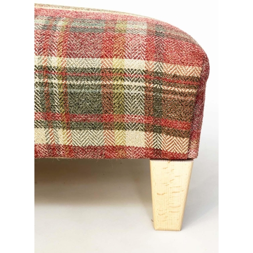 456 - HEARTH STOOL, rectangular Country House style, with Colefax and Fowler 'magnus plaid' upholstery, 10... 