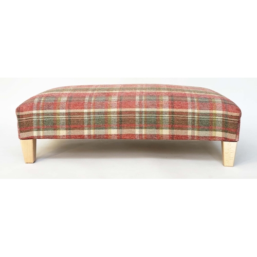 456 - HEARTH STOOL, rectangular Country House style, with Colefax and Fowler 'magnus plaid' upholstery, 10... 