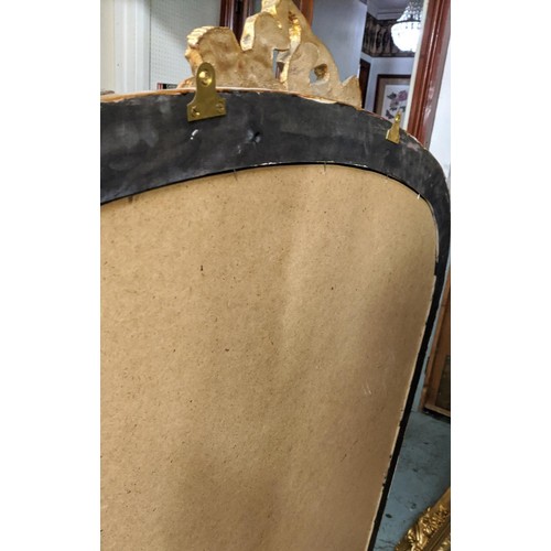 425 - OVERMANTEL MIRROR, 148cm H x 135cm W, Victorian style gilt wood.