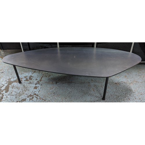 355 - LOW TABLE, abstract shape, metal construction, 160cm x 64.5cm x 39cm approx.