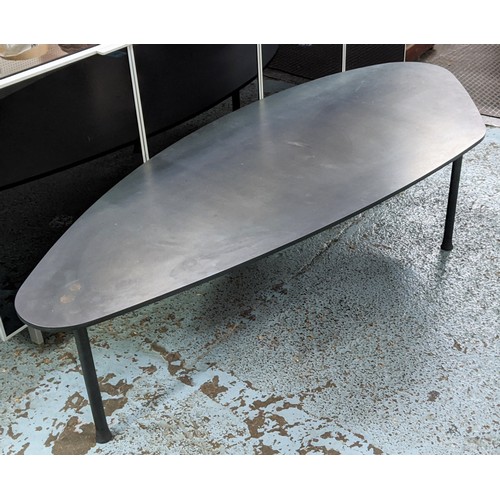 355 - LOW TABLE, abstract shape, metal construction, 160cm x 64.5cm x 39cm approx.