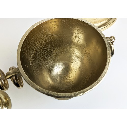 387 - CHAMPAGNE BATHS, Regency style, twin handled, gilt metal finish, 25cm H x 36cm W x 27cm D, plus a pa... 