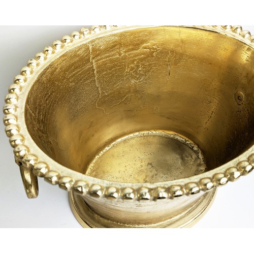 387 - CHAMPAGNE BATHS, Regency style, twin handled, gilt metal finish, 25cm H x 36cm W x 27cm D, plus a pa... 