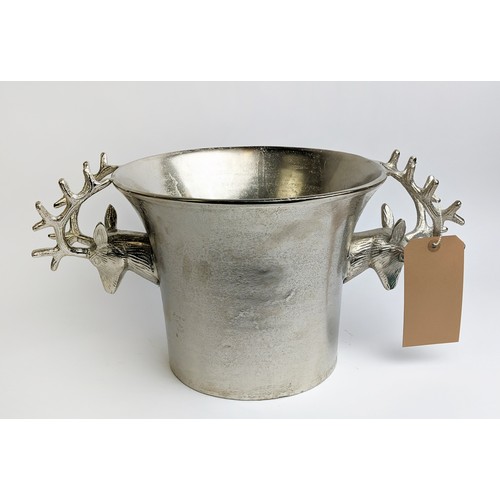 396 - CHAMPAGNE BATH, stage head twin handles, silver tone, 24cm H x 48cm W.