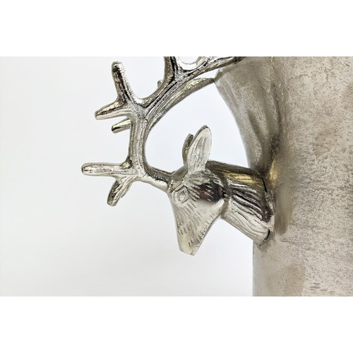 396 - CHAMPAGNE BATH, stage head twin handles, silver tone, 24cm H x 48cm W.