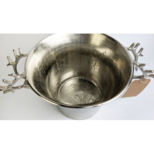 396 - CHAMPAGNE BATH, stage head twin handles, silver tone, 24cm H x 48cm W.