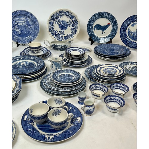 24A - BLUE AND WHITE CHINA, a large quantity of various patterns and makers to include spode etc. (Qty)