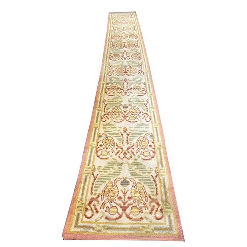 175 - FINE SPANISH ARTS AND CRAFTS DESIGN LONG RUNNER, 645cm x 82cm.