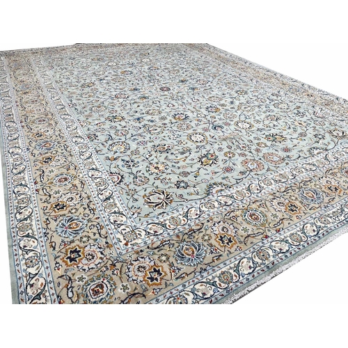 183 - FINE SIGNED PERSIAN KURK KASHAN CARPET, 425cm x 310cm.