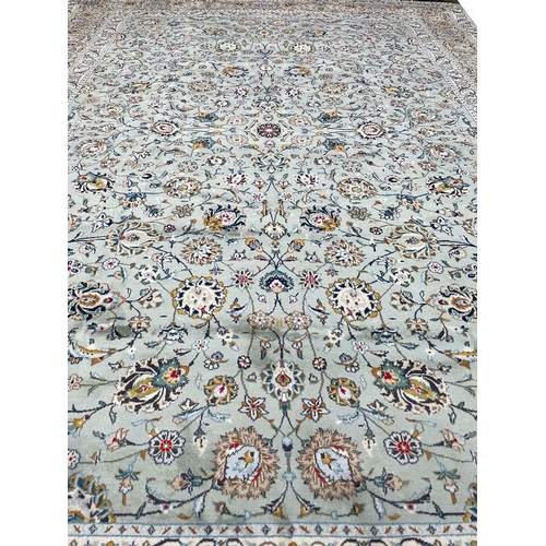 183 - FINE SIGNED PERSIAN KURK KASHAN CARPET, 425cm x 310cm.